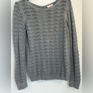 LOFT Outlet Metallic Gray Open-Back Sweater – Size Large